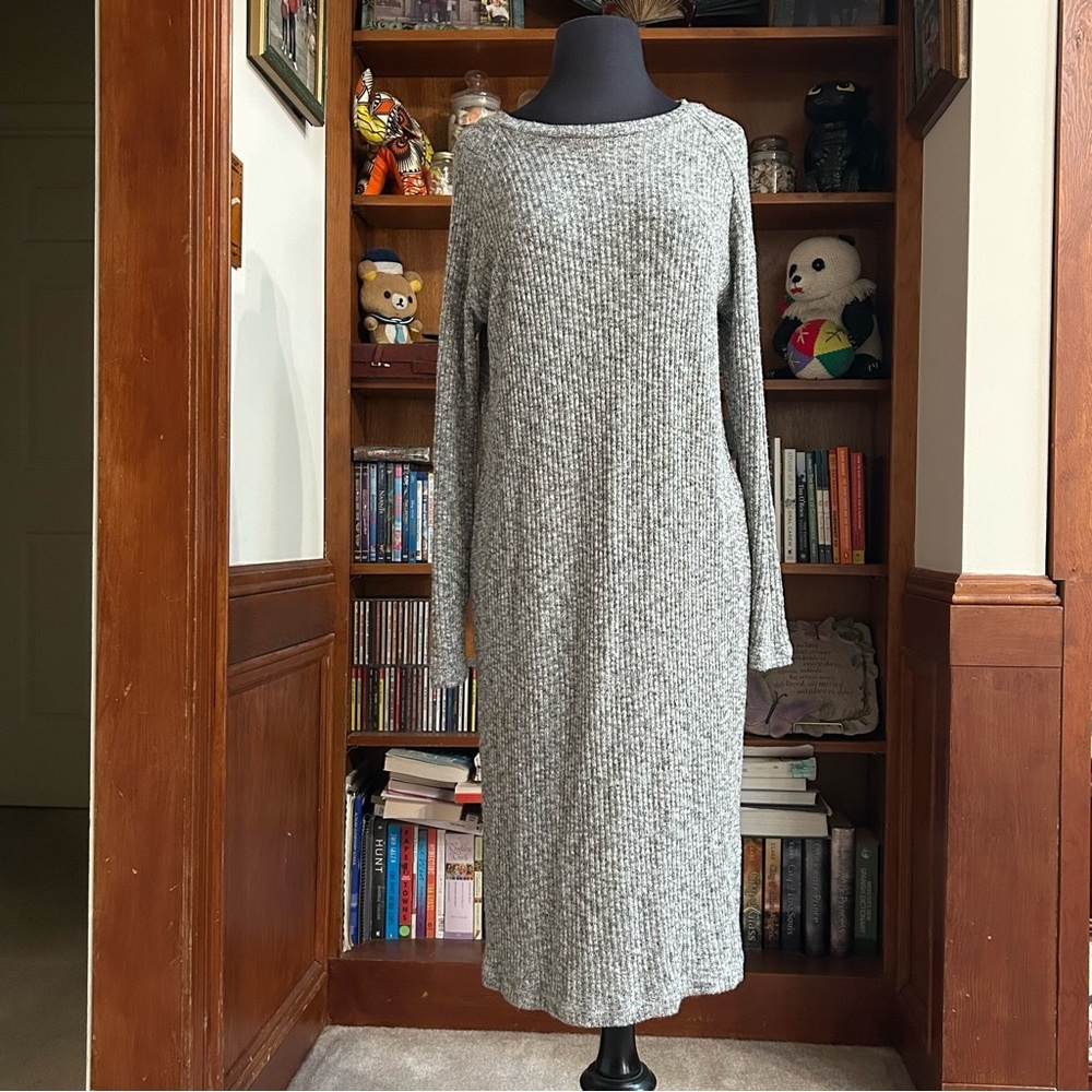 Sonnet James 'A Play Dress' Midi Sweater Ribbed Long Sleeve Dress
